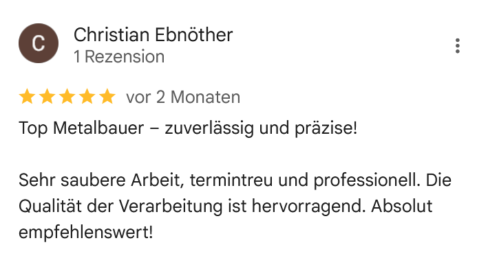 Hubler Metallbau AG Zürich Urdorf, Kundenfeedback, Rezensionen, Kundenzufriedenheit, Qualität